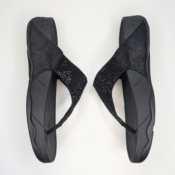 Fitflop LULU Crystal black toe post sandals black flip flops toe thong size 8 - Picture 3 of 7
